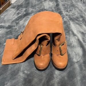 Nine West Tan Leather Boots with Buckle